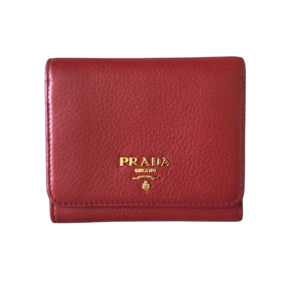 Prada Handbags - Prada Vitello Grain Leather Compact Wallet